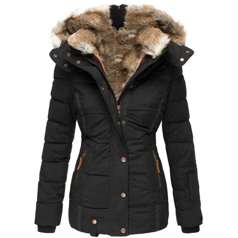 Bonjour Melbourne-Avery - Chic Winter Coat Featuring Wool Collar and Hood