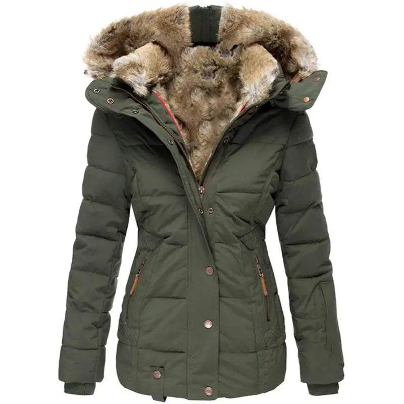 Bonjour Melbourne-Avery - Chic Winter Coat Featuring Wool Collar and Hood