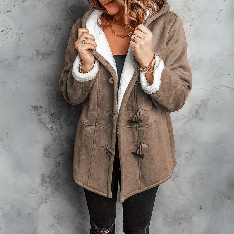 Bonjour Melbourne-Claudine - Chic Plush Hooded Coat for Maximum Comfort