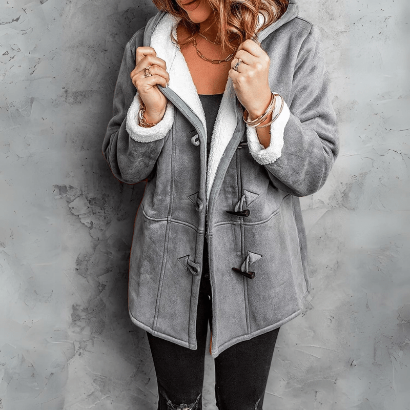 Bonjour Melbourne-Claudine - Chic Plush Hooded Coat for Maximum Comfort