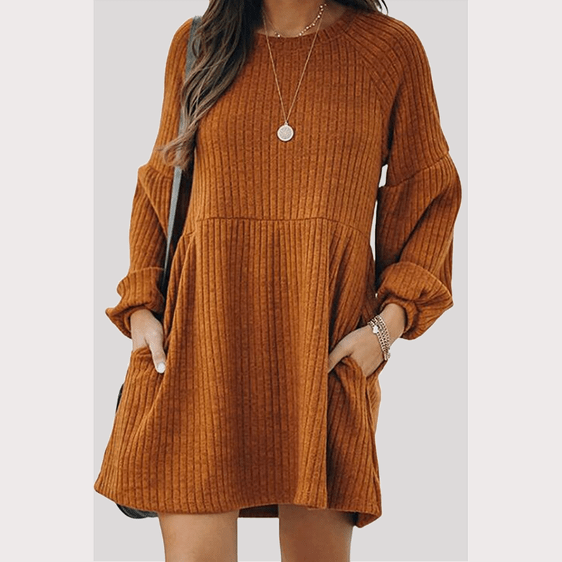 Bonjour MelbourneWomen's DressesCozy Ribbed Knit Mini Dress for Women - Flattering Fit