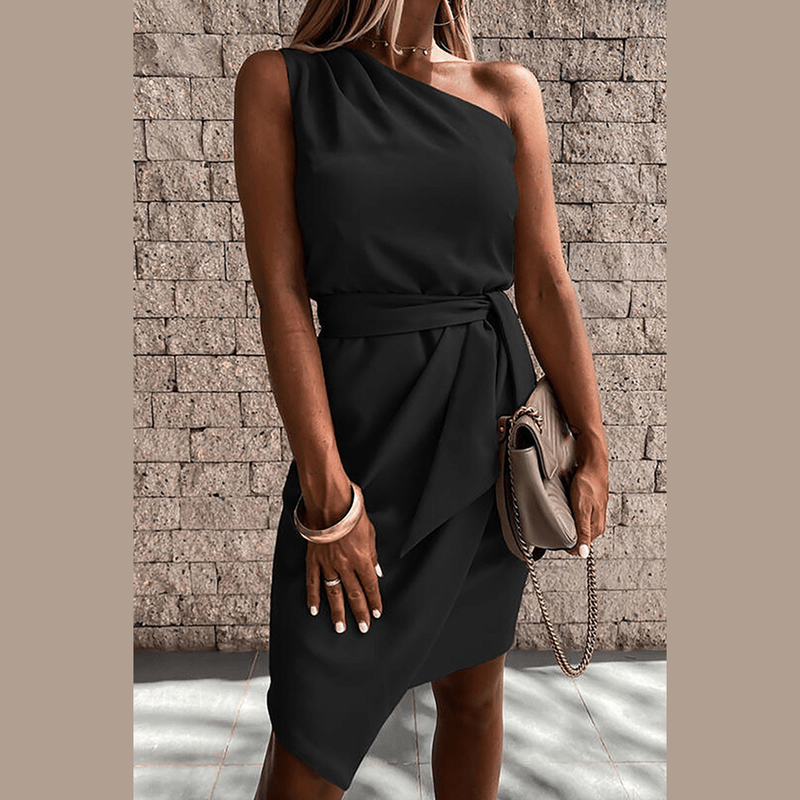 Bonjour MelbourneWomen's DressesElegant One-Shoulder Irregular Cocktail Dress for Women