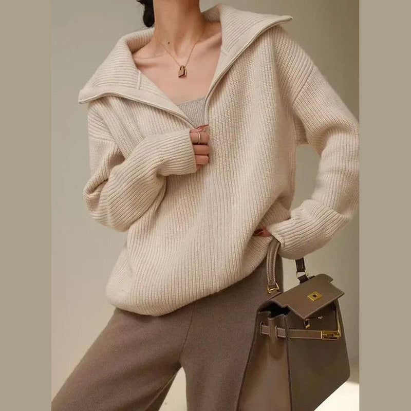 Bonjour MelbourneTurtle NeckHannah - Stylish Half-Zip Knit Sweater for Ultimate Comfort