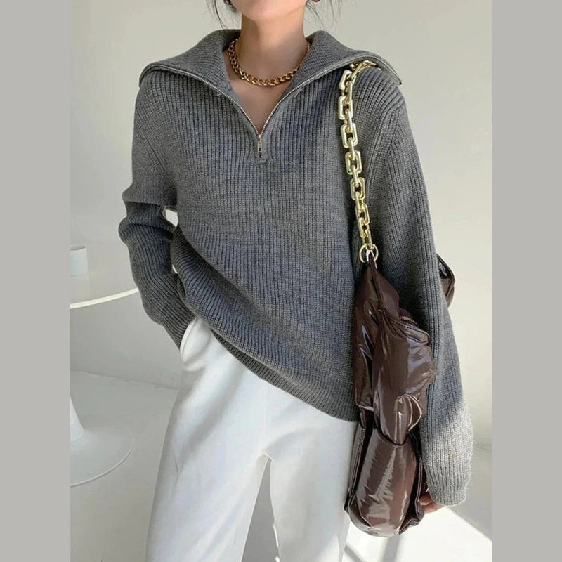 Bonjour MelbourneTurtle NeckHannah - Stylish Half-Zip Knit Sweater for Ultimate Comfort