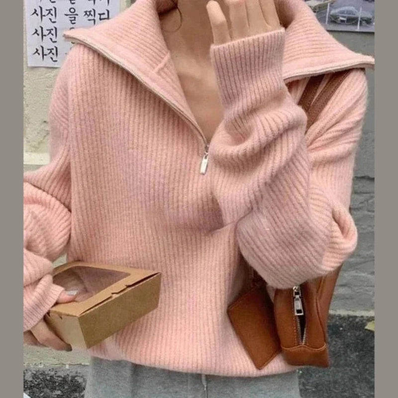 Bonjour MelbourneTurtle NeckHannah - Stylish Half-Zip Knit Sweater for Ultimate Comfort