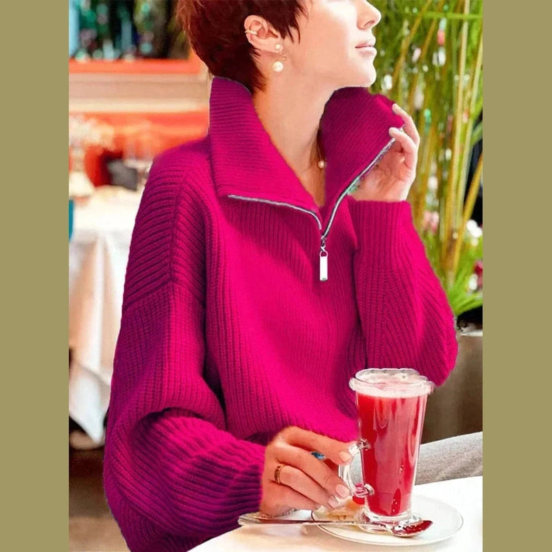 Bonjour MelbourneTurtle NeckHannah - Stylish Half-Zip Knit Sweater for Ultimate Comfort