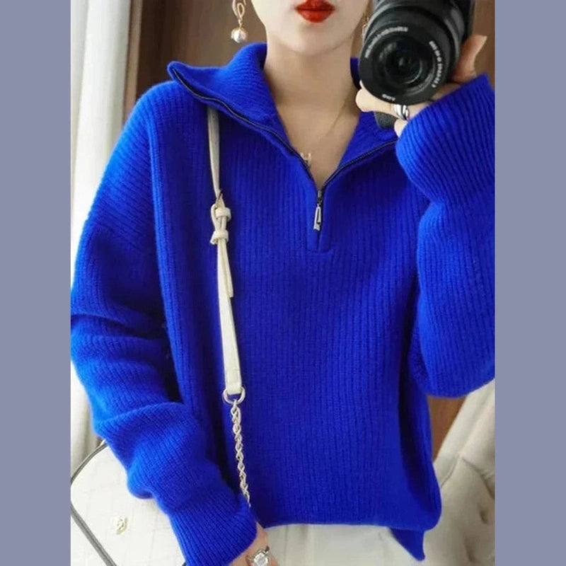 Bonjour MelbourneTurtle NeckHannah - Stylish Half-Zip Knit Sweater for Ultimate Comfort