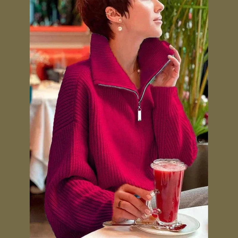 Bonjour MelbourneTurtle NeckHannah - Stylish Half-Zip Knit Sweater for Ultimate Comfort