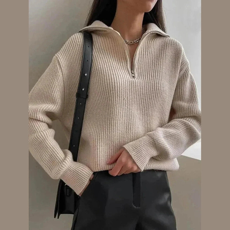 Bonjour MelbourneTurtle NeckHannah - Stylish Half-Zip Knit Sweater for Ultimate Comfort