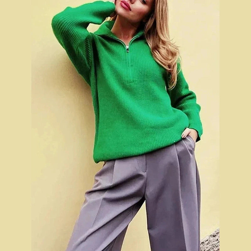 Bonjour MelbourneTurtle NeckHannah - Stylish Half-Zip Knit Sweater for Ultimate Comfort