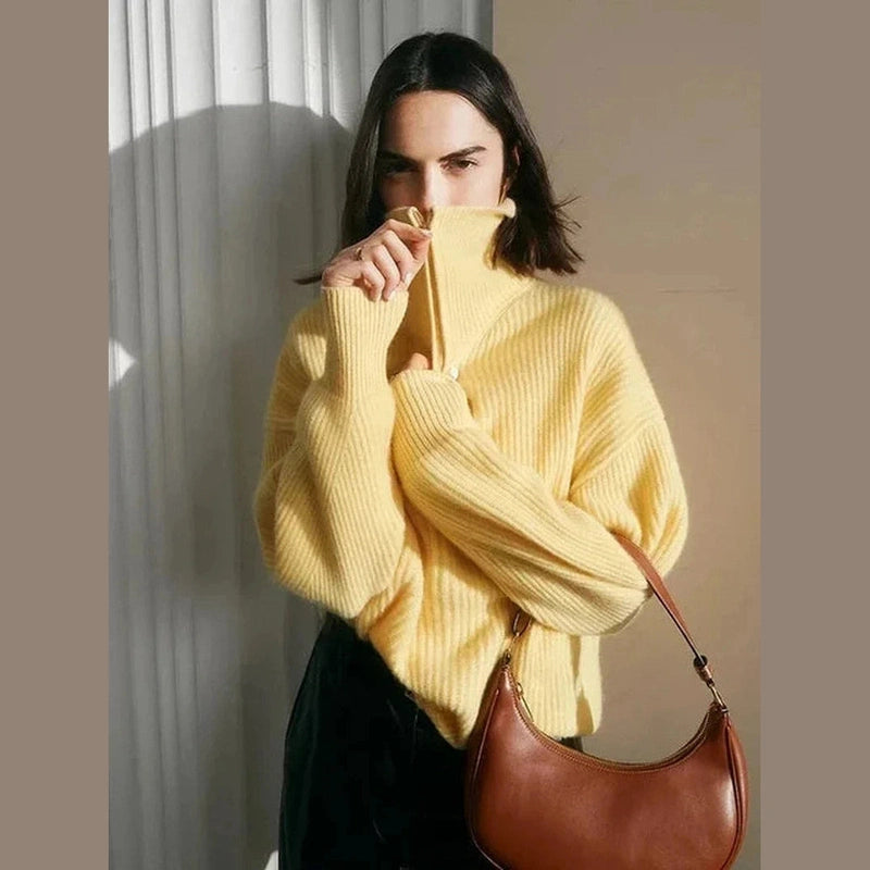 Bonjour MelbourneTurtle NeckHannah - Stylish Half-Zip Knit Sweater for Ultimate Comfort