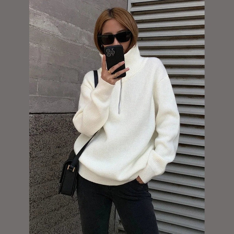 Bonjour MelbourneTurtle NeckHannah - Stylish Half-Zip Knit Sweater for Ultimate Comfort