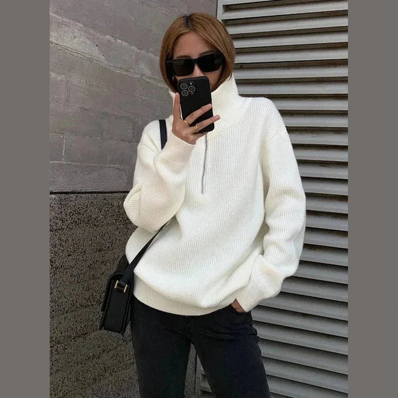 Bonjour MelbourneTurtle NeckHannah - Stylish Half-Zip Knit Sweater for Ultimate Comfort