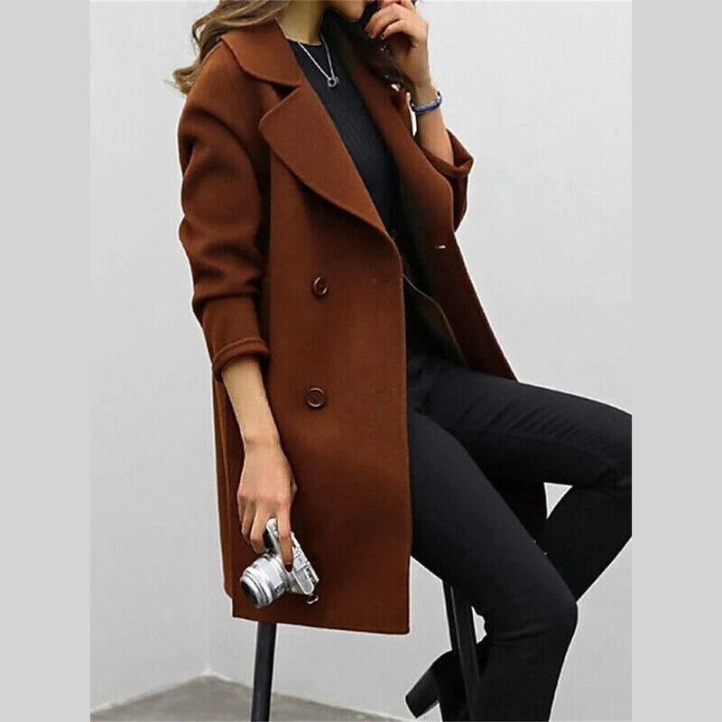Bonjour Melbourne-Jane - Classic Double-Breasted Coat with Timeless Elegance