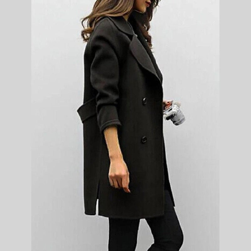 Bonjour Melbourne-Jane - Classic Double-Breasted Coat with Timeless Elegance