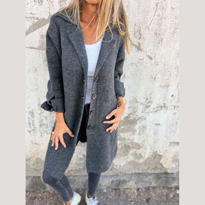 Bonjour Melbourne-Jill - Chic Long Lapel Coat for Effortless Layering