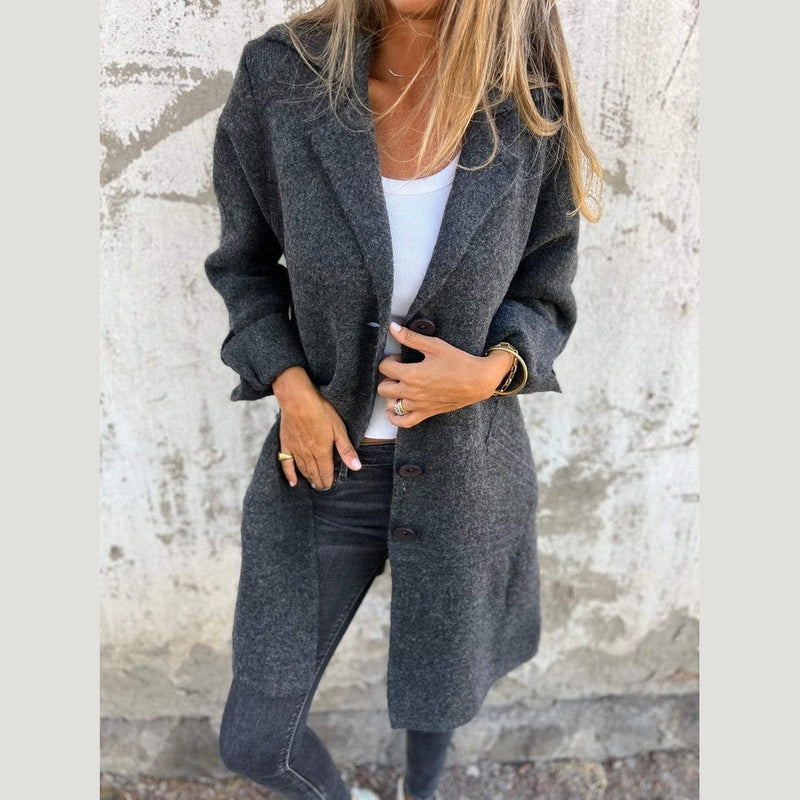 Bonjour Melbourne-Jill - Chic Long Lapel Coat for Effortless Layering