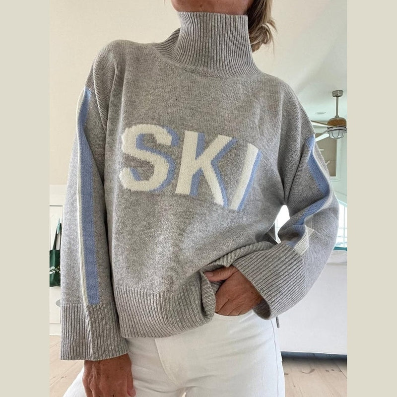 Bonjour MelbourneColtruiLinde - Chic Women's Sky Blue Turtleneck Sweater for Ultimate Comfort