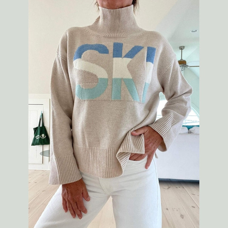 Bonjour MelbourneColtruiLinde - Chic Women's Sky Blue Turtleneck Sweater for Ultimate Comfort
