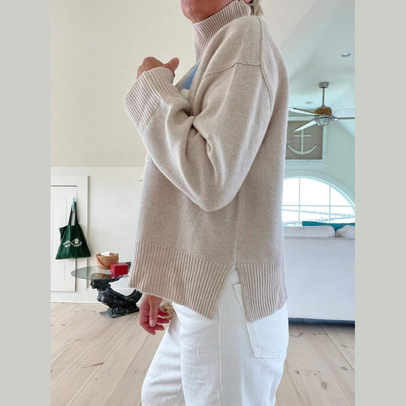 Bonjour MelbourneColtruiLinde - Chic Women's Sky Blue Turtleneck Sweater for Ultimate Comfort