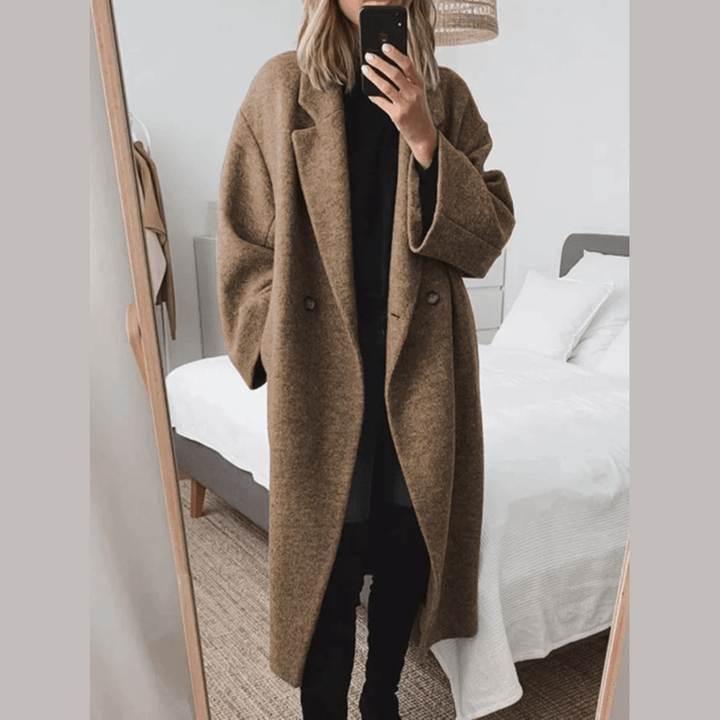 Bonjour Melbourne-Margot - Opulent Oversized Gray Statement Coat for Fall