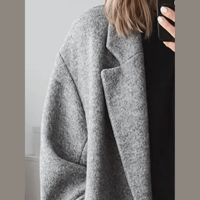Bonjour Melbourne-Margot - Opulent Oversized Gray Statement Coat for Fall