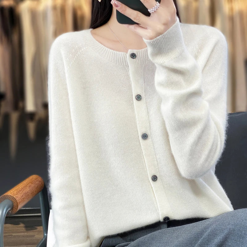 Bonjour Melbourne-Opal - Women's 100% Merino Cashmere Cardigan
