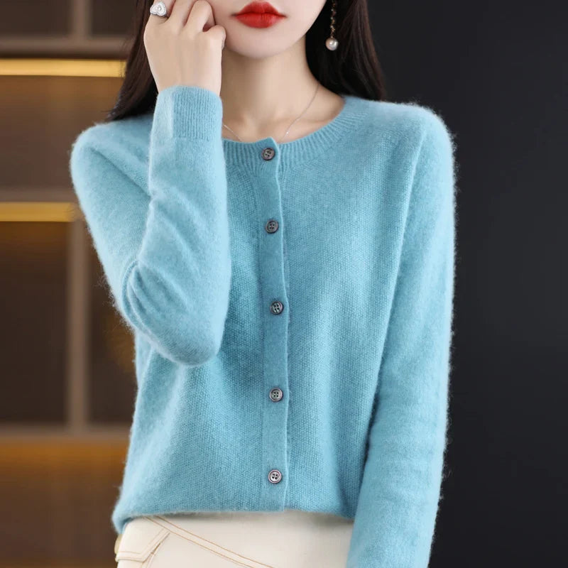 Bonjour Melbourne-Opal - Women's 100% Merino Cashmere Cardigan