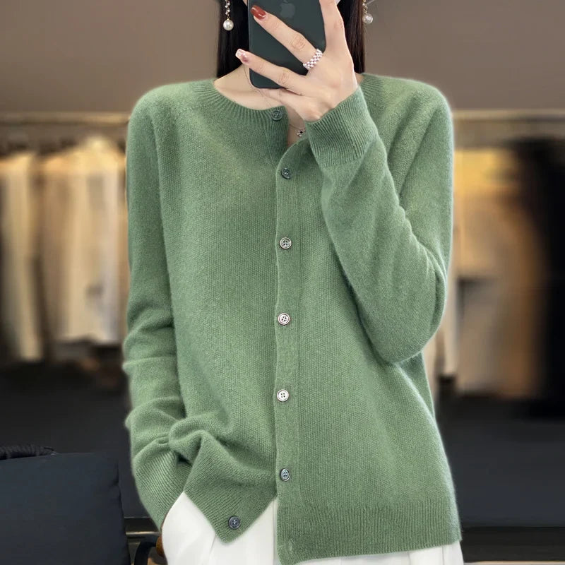 Bonjour Melbourne-Opal - Women's 100% Merino Cashmere Cardigan