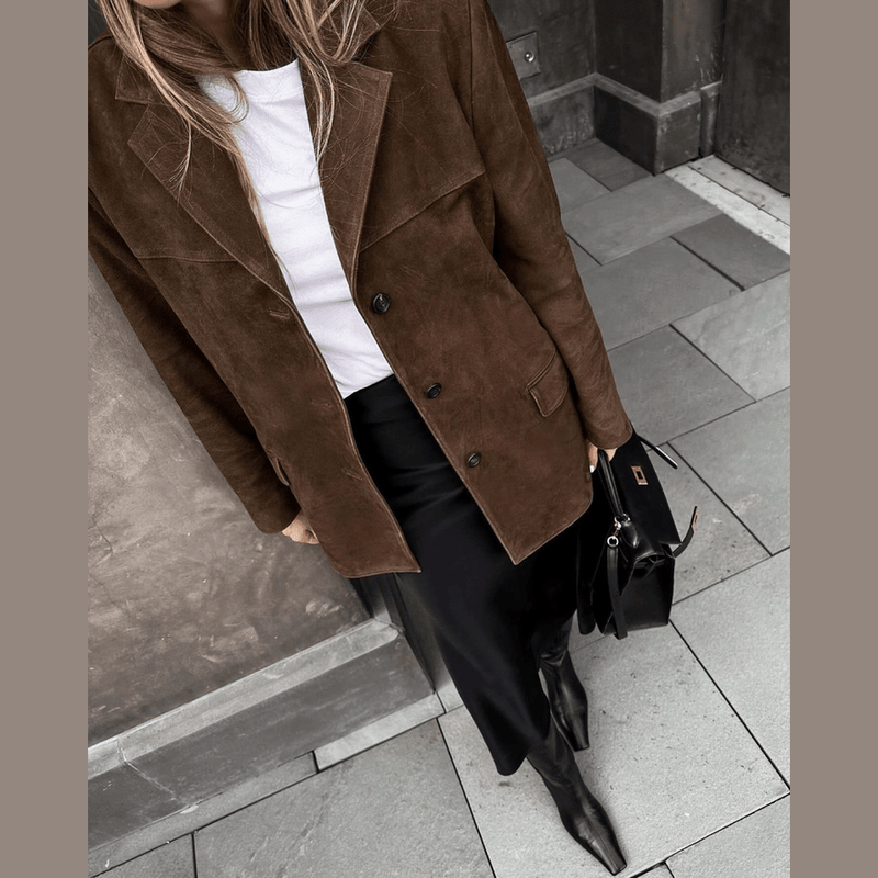 Bonjour Melbourne-Sophia - Classic Suede Blazer with Vintage Appeal