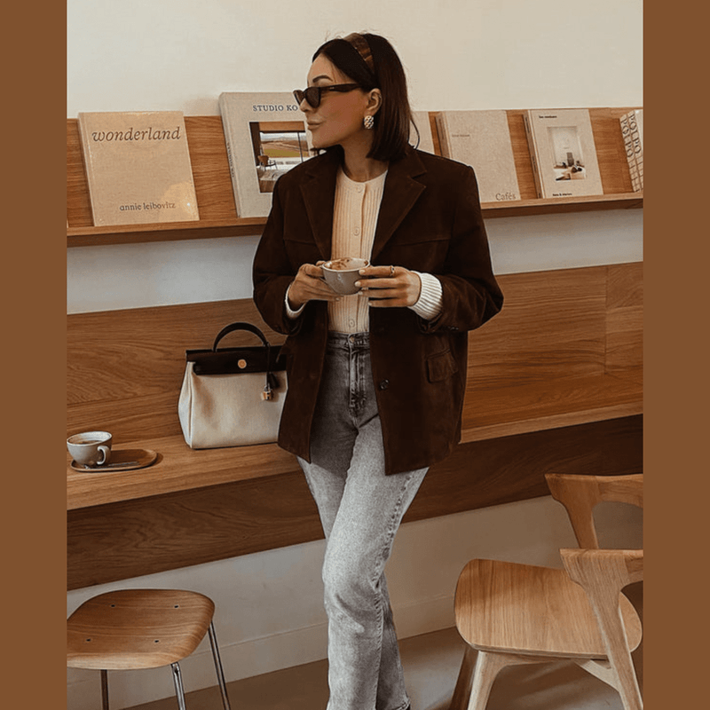 Bonjour Melbourne-Sophia - Classic Suede Blazer with Vintage Appeal