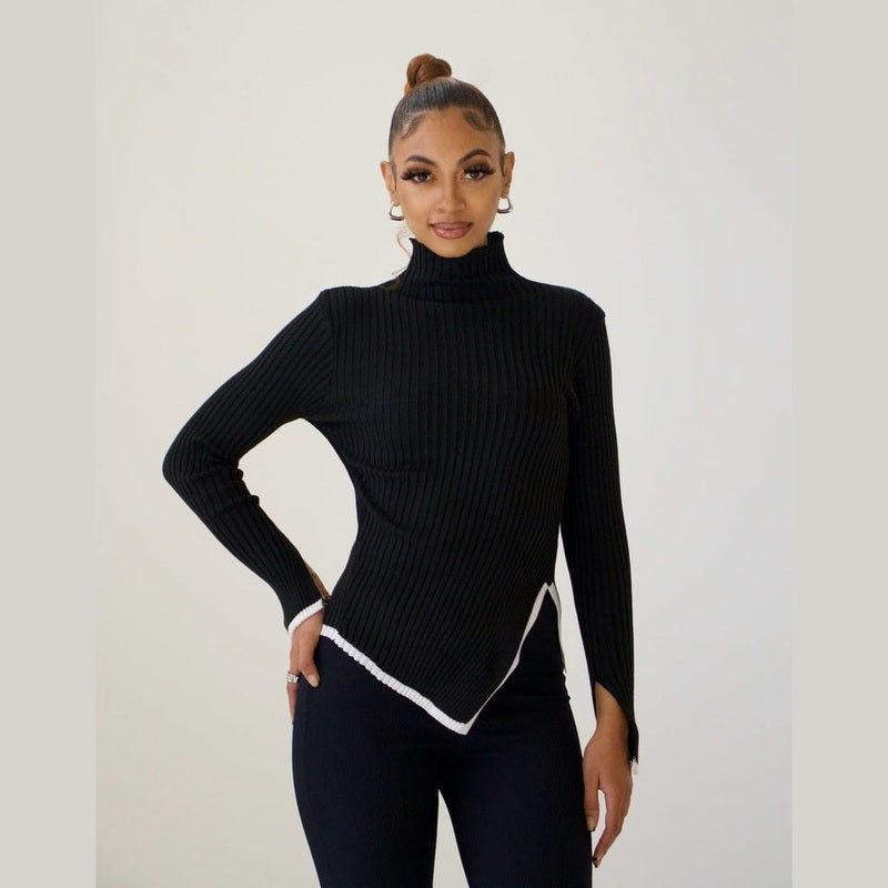 Bonjour Melbournewomen SweaterSophia - Elegant Asymmetrical Knit Sweater with a Soft Design