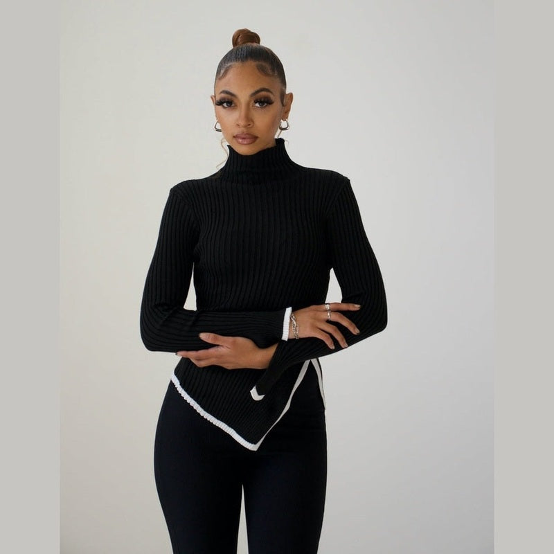 Bonjour Melbournewomen SweaterSophia - Elegant Asymmetrical Knit Sweater with a Soft Design