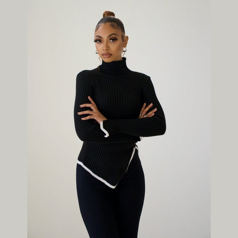 Bonjour Melbournewomen SweaterSophia - Elegant Asymmetrical Knit Sweater with a Soft Design