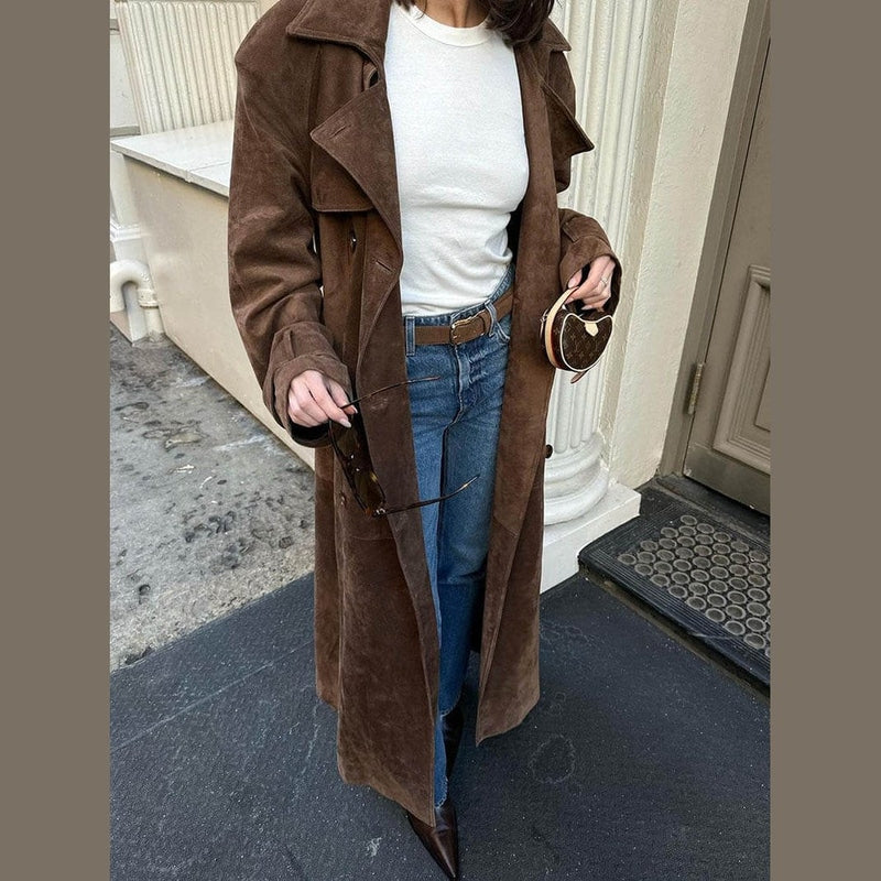 Bonjour Melbourne-Sophie - Elegant Leather Trench Coat for Sophisticated Style