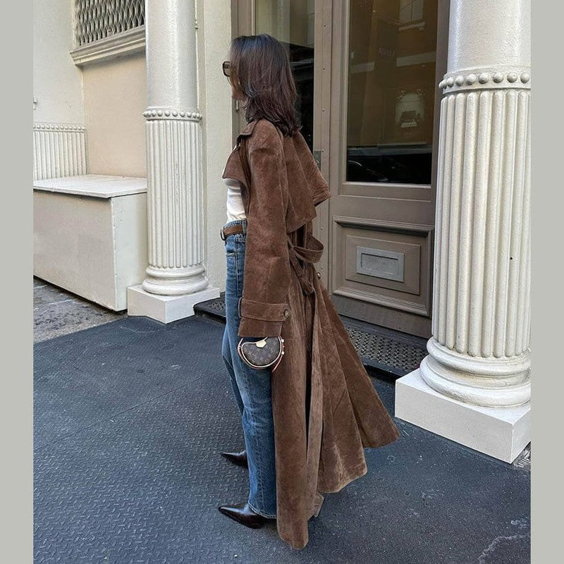 Bonjour Melbourne-Sophie - Elegant Leather Trench Coat for Sophisticated Style