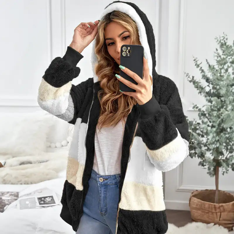 Bonjour Melbourne-manteau-Sophie - Stylish Autumn Cardigan with Cozy Fleece Comfort