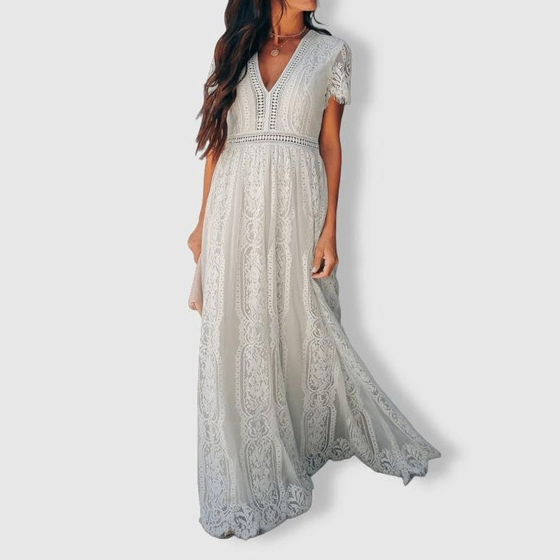 Bonjour MelbourneCasual DressesStylish White Women's Short-Sleeve Summer Dress for Casual Elegance