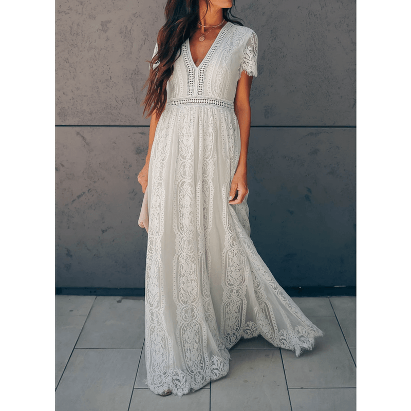 Bonjour MelbourneCasual DressesStylish White Women's Short-Sleeve Summer Dress for Casual Elegance