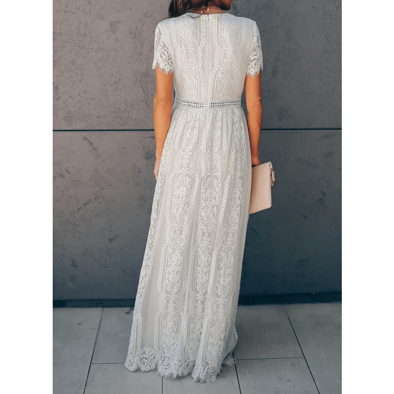 Bonjour MelbourneCasual DressesStylish White Women's Short-Sleeve Summer Dress for Casual Elegance