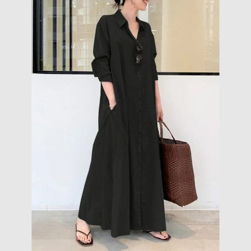 Bonjour MelbourneWomen’s DressesStylish Women's Black Button-Down Maxi Dress for Summer