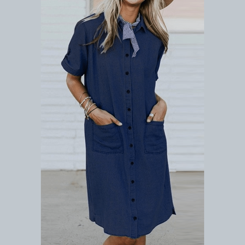 Bonjour MelbourneWomen's DressesStylish Women's Denim Midi Dress with Front Pockets