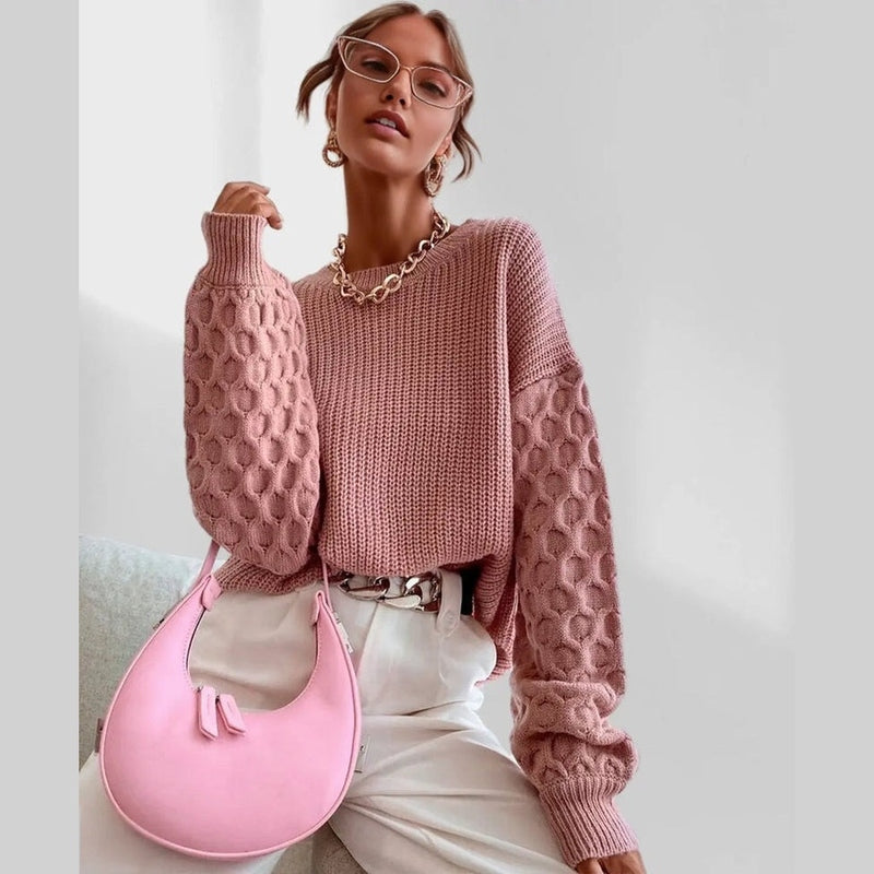 Bonjour MelbourneSweaterMaura - Chic Lantern Sleeve Sweater for Cozy Fall Days