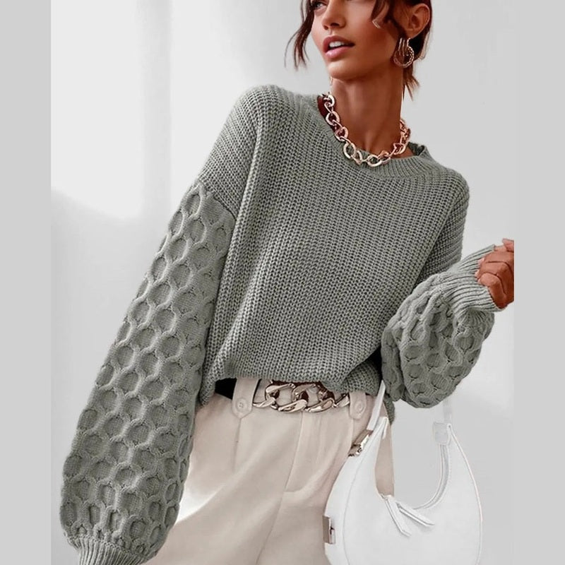 Bonjour MelbourneSweaterMaura - Chic Lantern Sleeve Sweater for Cozy Fall Days