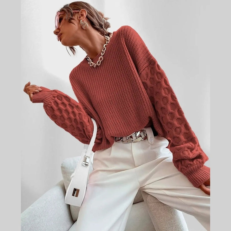Bonjour MelbourneSweaterMaura - Chic Lantern Sleeve Sweater for Cozy Fall Days