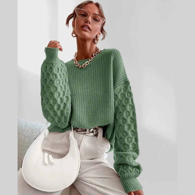 Bonjour MelbourneSweaterMaura - Chic Lantern Sleeve Sweater for Cozy Fall Days