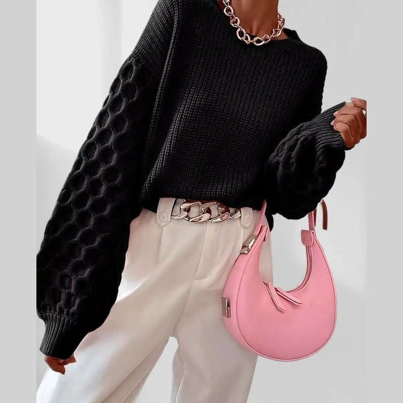 Bonjour MelbourneSweaterMaura - Chic Lantern Sleeve Sweater for Cozy Fall Days