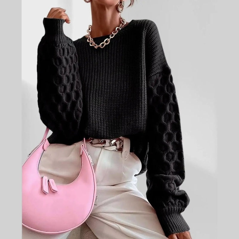 Bonjour MelbourneSweaterMaura - Chic Lantern Sleeve Sweater for Cozy Fall Days