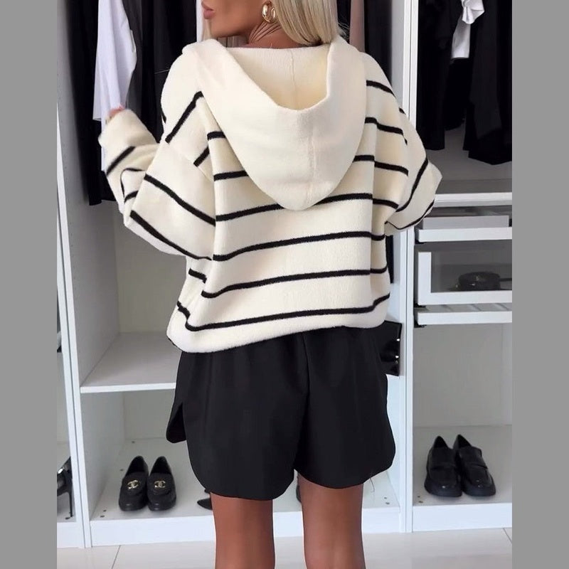 Bonjour MelbourneJackets & CoatsTimeless Neutral Striped Relaxed Fit Knitted Sweater