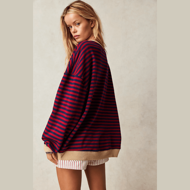 Bonjour MelbourneTruiHelena - Chic Striped Sweater for Cozy Autumn Style